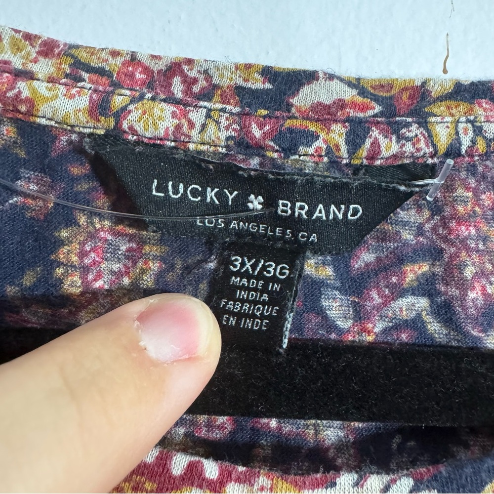 Lucky Brand Paisley Boho Top 3X Plus Soft Stretch Blouse - Picture 4 of 7